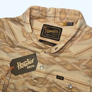 NEW Howler Brothers Ranchero Jacquard Polo Brown Rice Taki Mens Small 1262 Aztec
